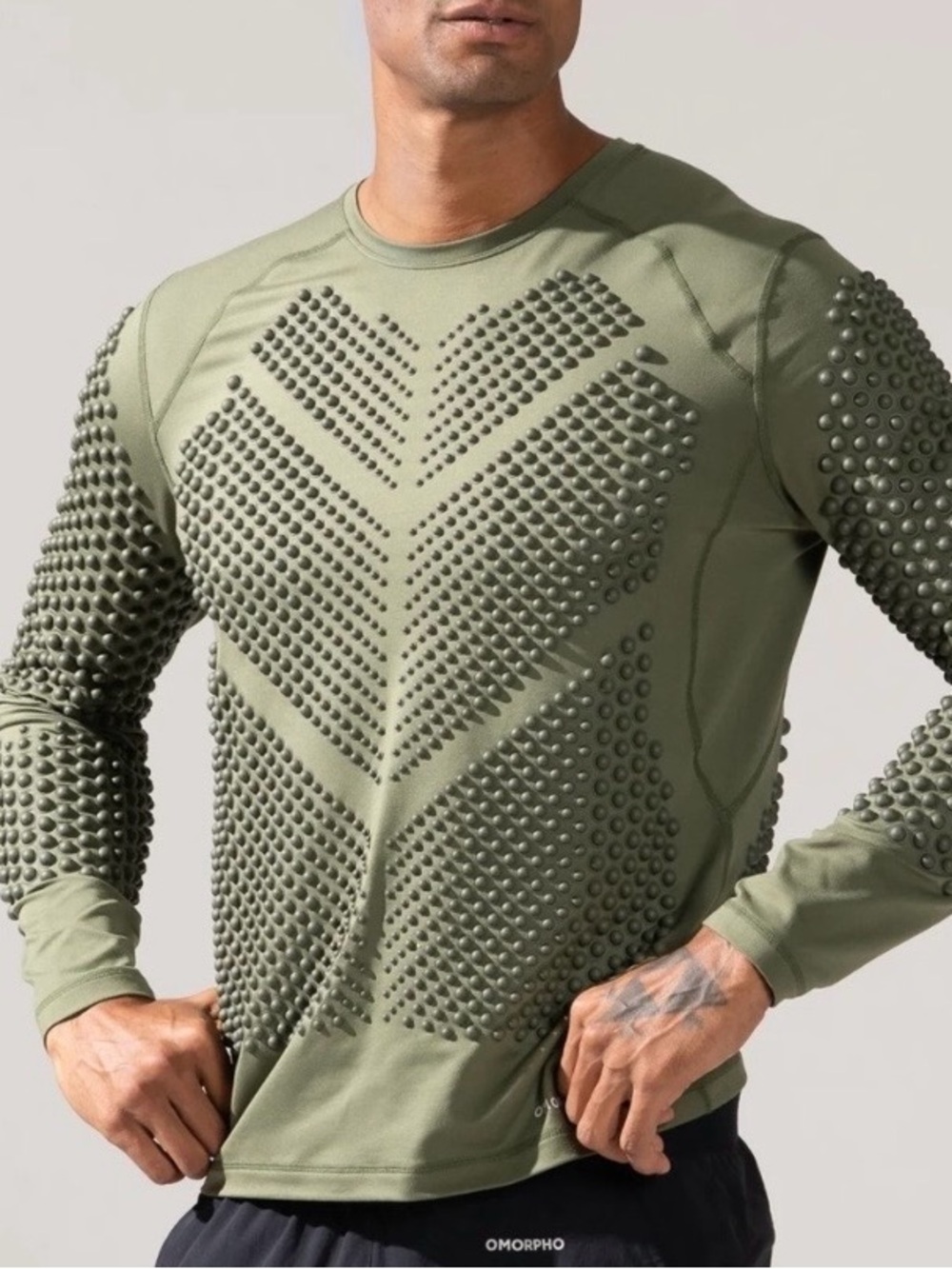 Omorpho G-Top, Long Sleeve, Workout Shirt, Weighted Resistance , Olive Green, L